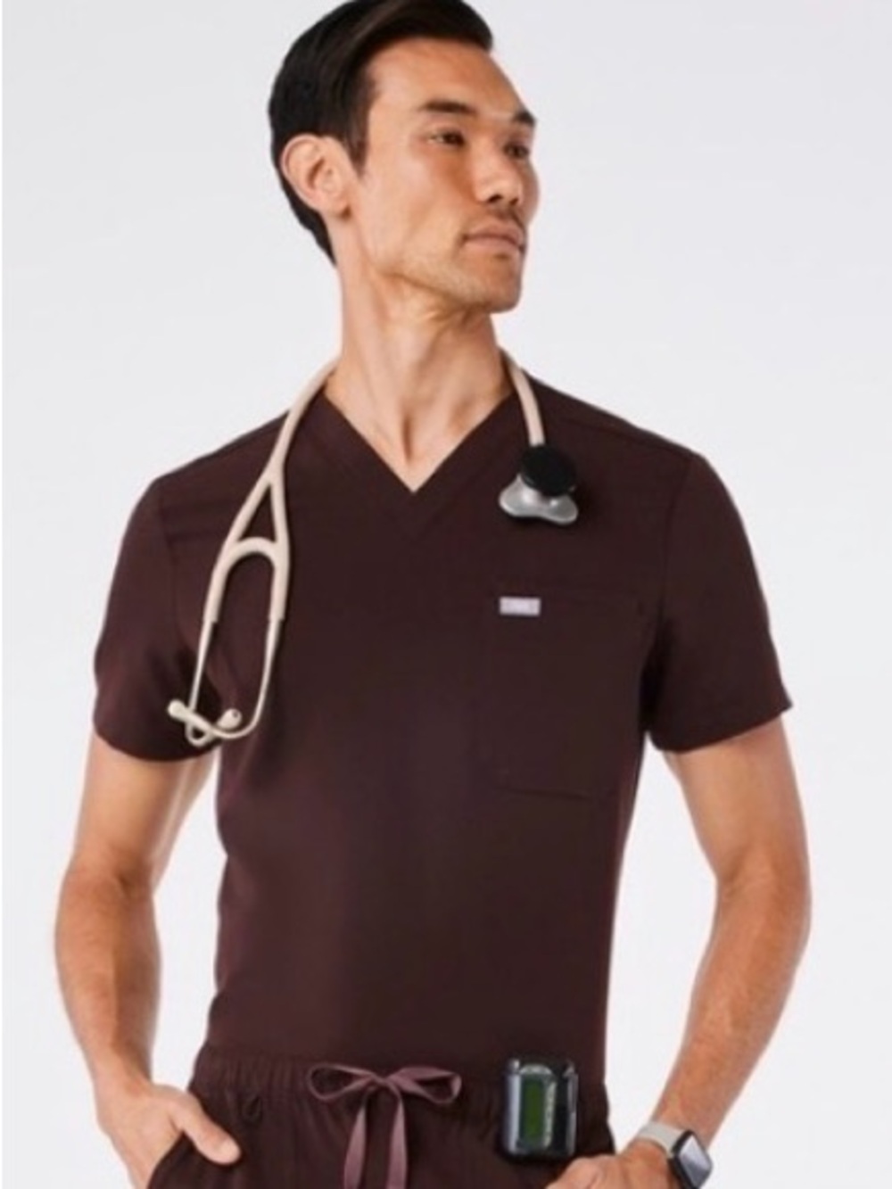 FIGS Leon Two -Pocket Scrub Top Espresso Large
